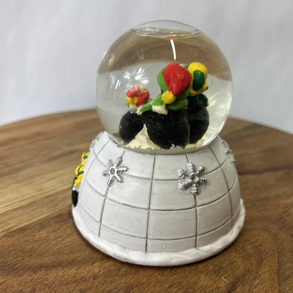 Vintage Debra Jordan Bryan Penguins And Igloo Snow Globe 3.5